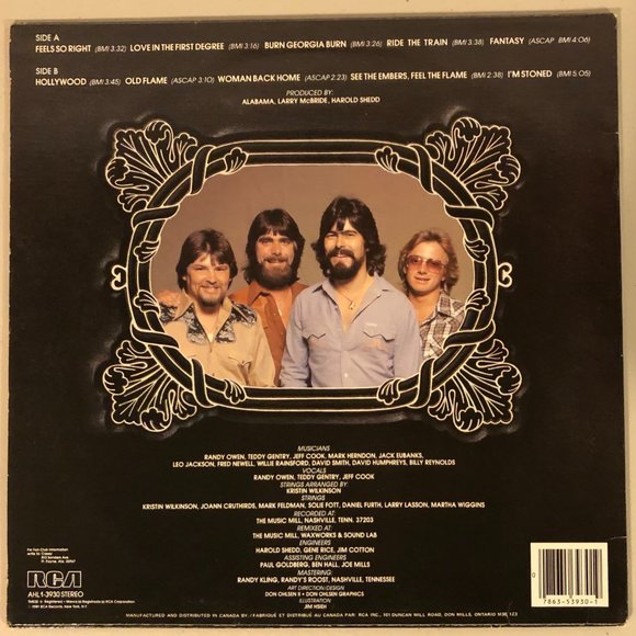 Alabama Feels So Right Classic Country Vinyl Record 1981 - Picture 2 of 4